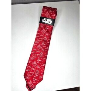 Star Wars Men's Line Drawing Tie Red, Star Wars Fighter ships Blueprints NWT